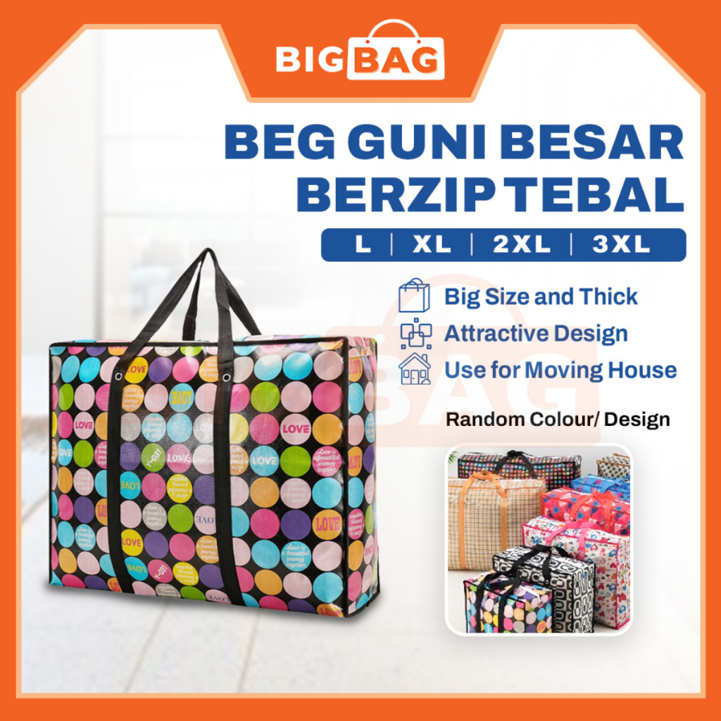 (80KG) Beg Guni Besar Berzip Tebal Laundry Bag Waterproof Large Storage ...