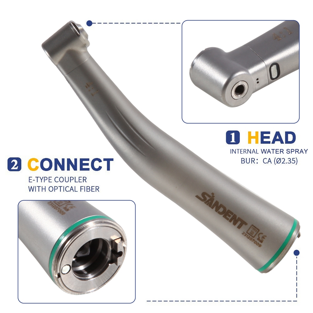 Dental Handpiece Low Speed Contra Angle 1: 1 Handpiece With Fiber Optical K* E-Type Connection - Dental Handpiece, Dental Product