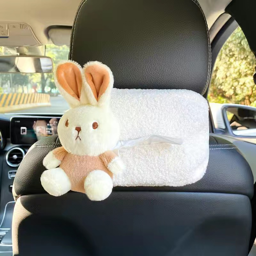 Bear and Rabbit Car Tissue Box, cute car accessories, Plush Tissue Box ...