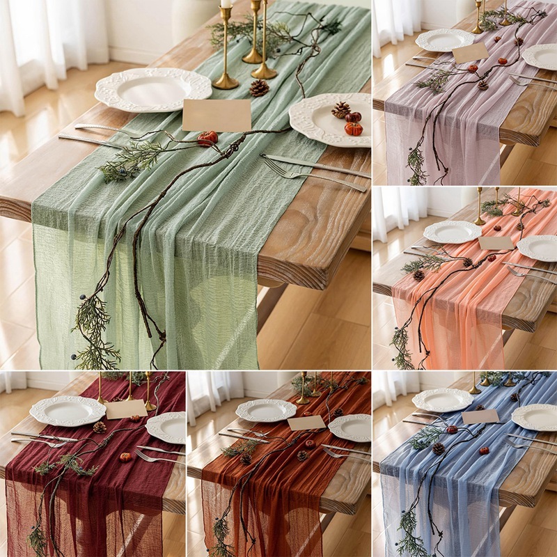 90*180cm Cheesecloth Table Runner Home Decor Romantic Boho Rustic Table ...