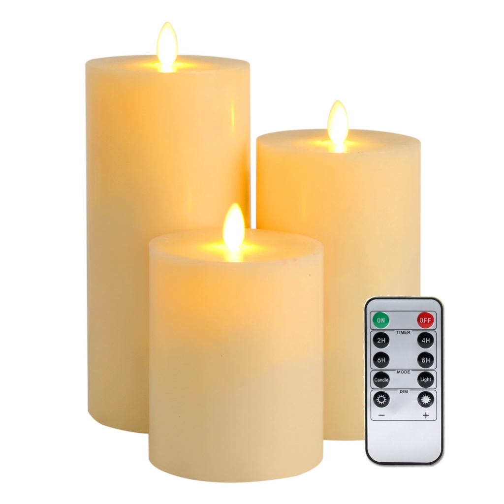Flameless Candles with Remote and Timer, Moving Wick, Flat Top, Battery ...