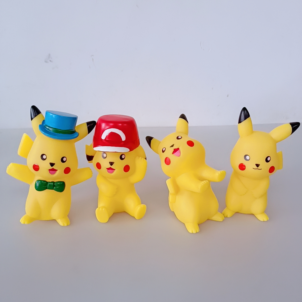 4Pcs 10cm Pokemon Cute Figure Doll Pikachu Charmander Psyduck Squirtle ...