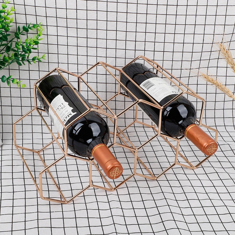 Modern Metal Honeycomb Wine Rack Wine Bottle Storage Beehive Tabletop ...