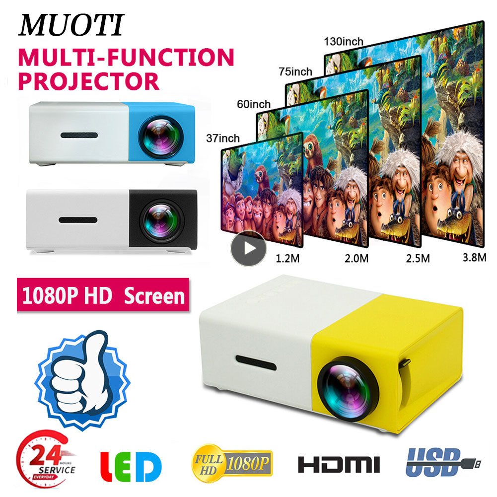 Mini Projector LED Supported 1080P Full HD Portable Beamer Audio HDMI ...