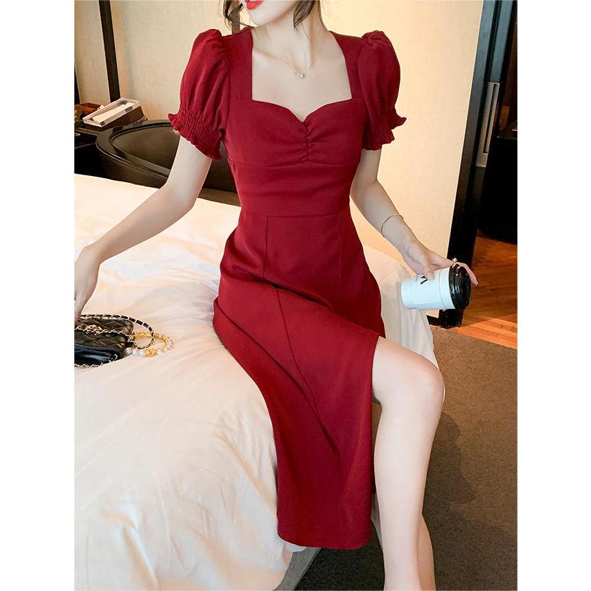 Simple elegant red dress clearance