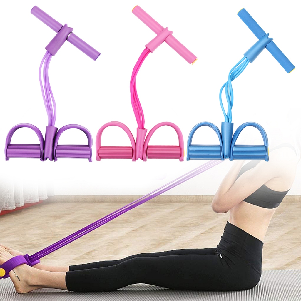 2024 New Yoga Pedal Puller Portable Resistance Band 4-Tube Pedal Ankle ...