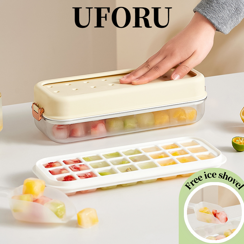 【Ready Stock】Ice Cube Tray Frozen Ice Cube Mold Box Influencer Press ...