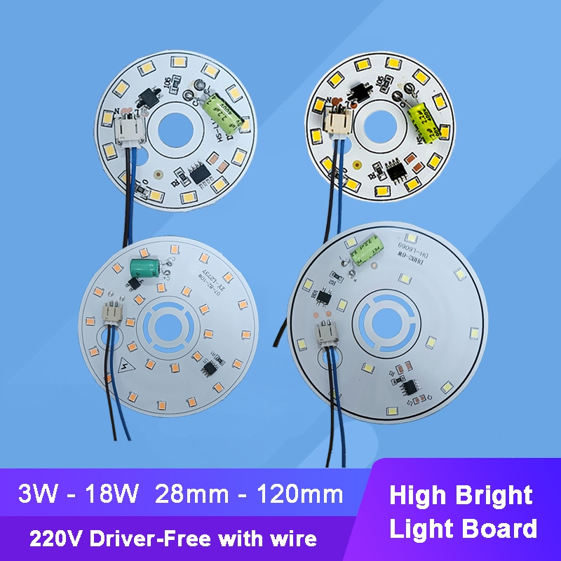 2pcs AC 220V Driver-Free 3W - 18W White Warm Lamp Light Board Round ...