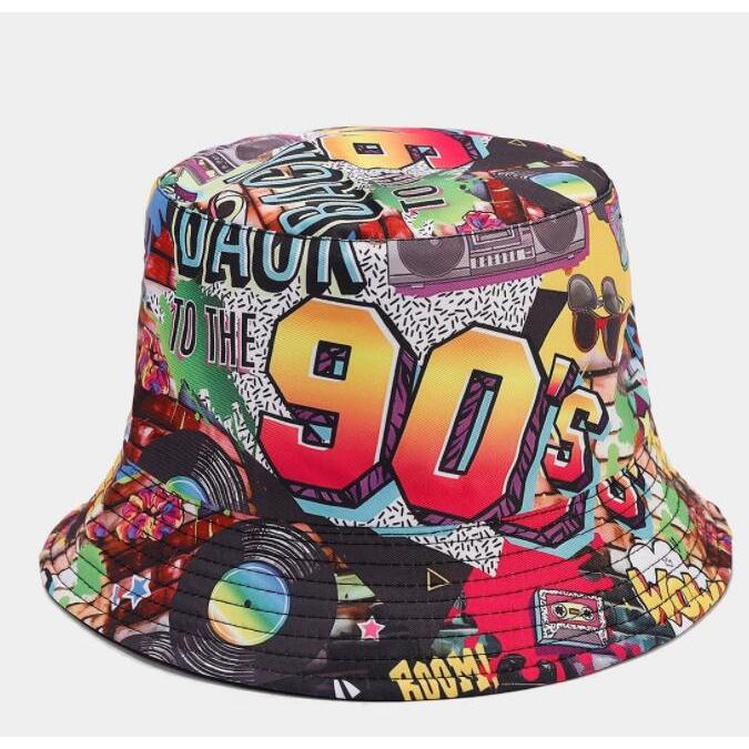 bucket hat vintage cotton printing 80s 90s women and men fisherman hat outdoor fashion sun hat Shopee Malaysia