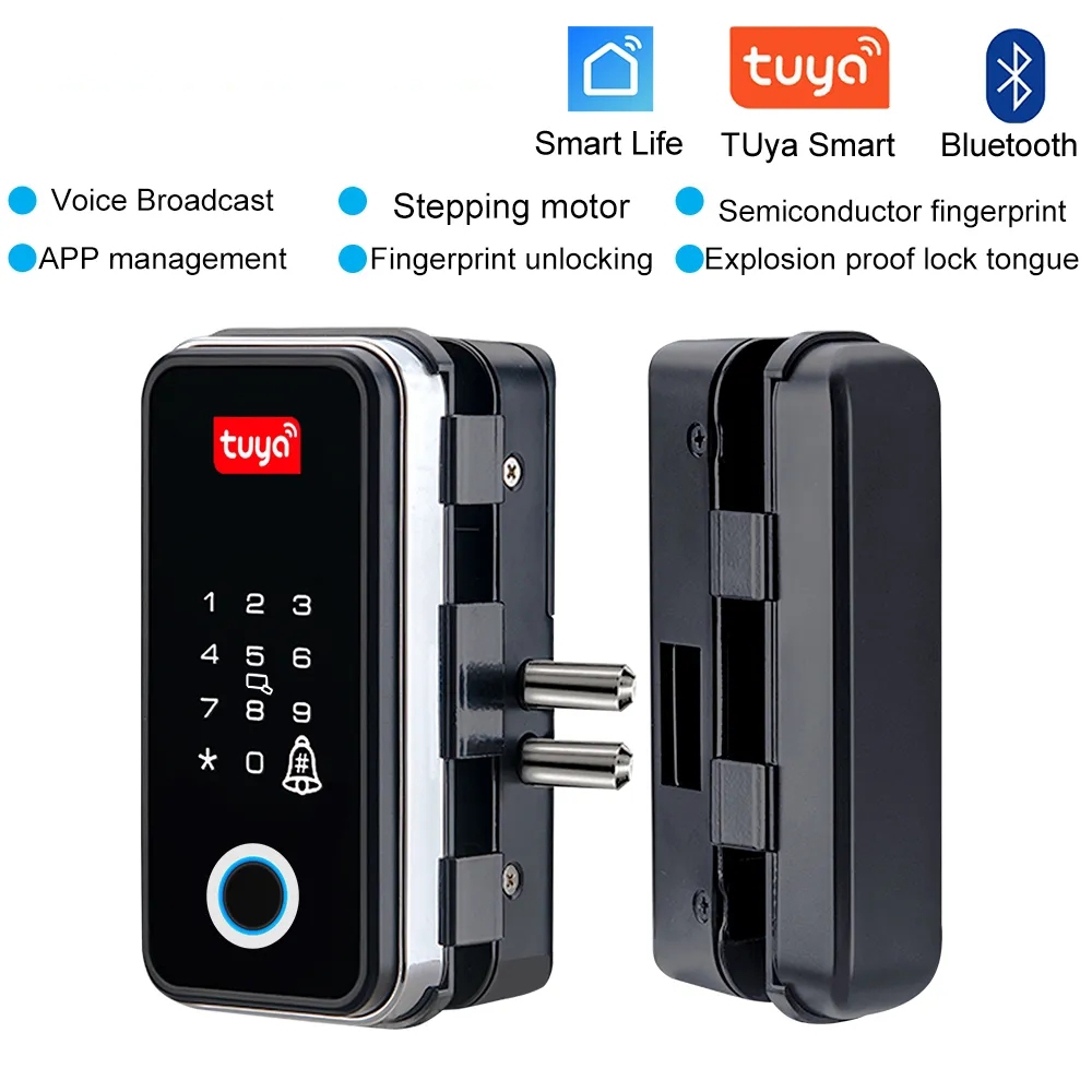 Tuya App Glass Door Fingerprint Lock Bluetooth Smart Glasses Electronic ...
