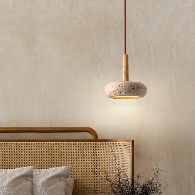 New Design Yellow Stone Pendant Lamp Dining Table Wabi-Sabi Travertine ...