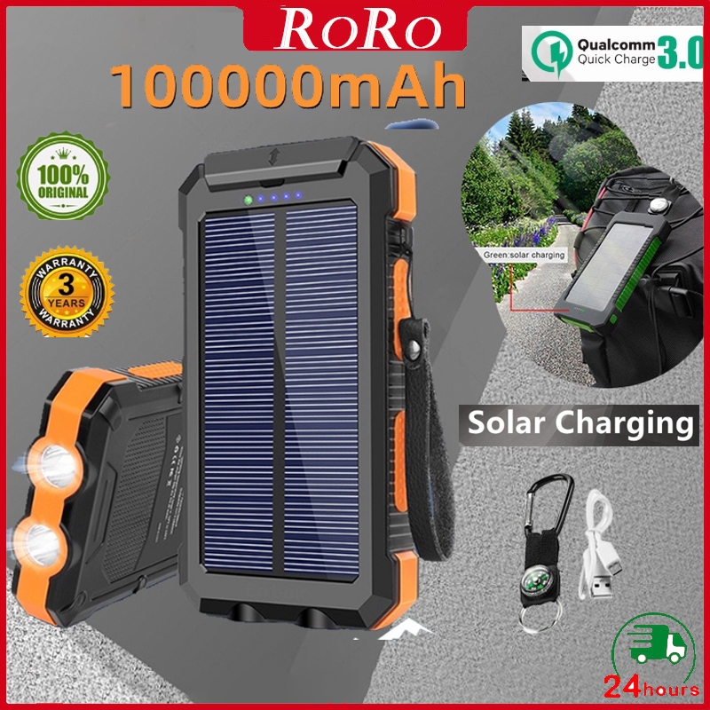 【COD 24H】Solar Powerbank 100000mAh Outdoor Solar Energy External ...