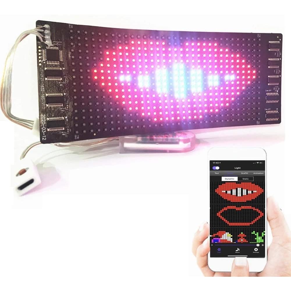 Bluetooth Programmable Rgb Flexible Led Module 16*32 Pixel Display ...