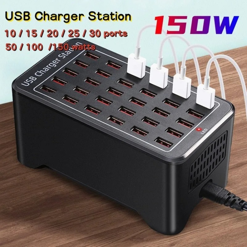 150W USB Charging Station 10 15 20 25 30 Multi Port Universal Desktop ...