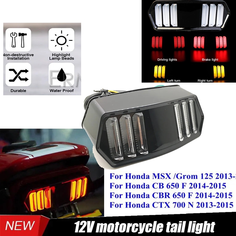 12V Motorcycle Rear Light Led Tail Lamp Motorbike Integrated Turn ...