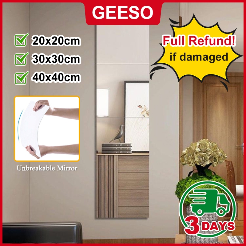 Geeso Unbreakable Mirror Non Glass 30cm Bendable Cermin Boleh Dibentuk