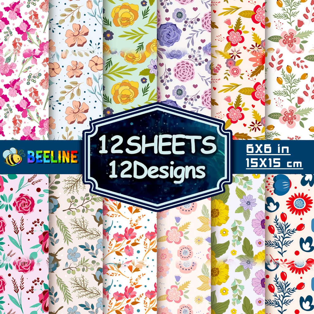 Beeline Flowers Pattern Paper Colorful Valentine's Day Scrapbook ...