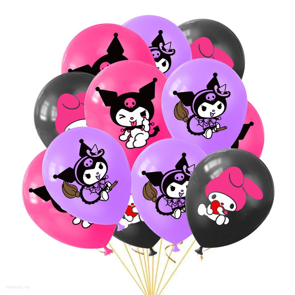 18PCS Kuromi Balloons Set 12 inches Cute Cartoon Latex Balloon Kuromi ...