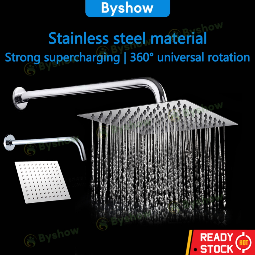 【Byshow】🔥Malaysia In Stock🔥Stainless Steel Rainfall Shower Head water ...