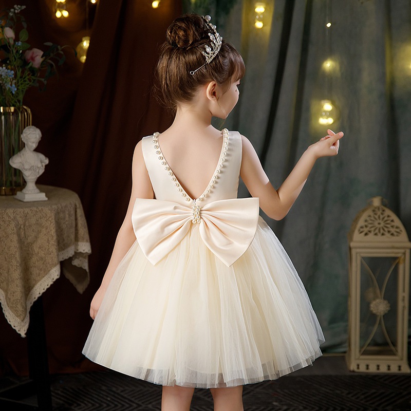 New Girls Princess Dress Summer Tulle Big Bow Girls Wedding Dress