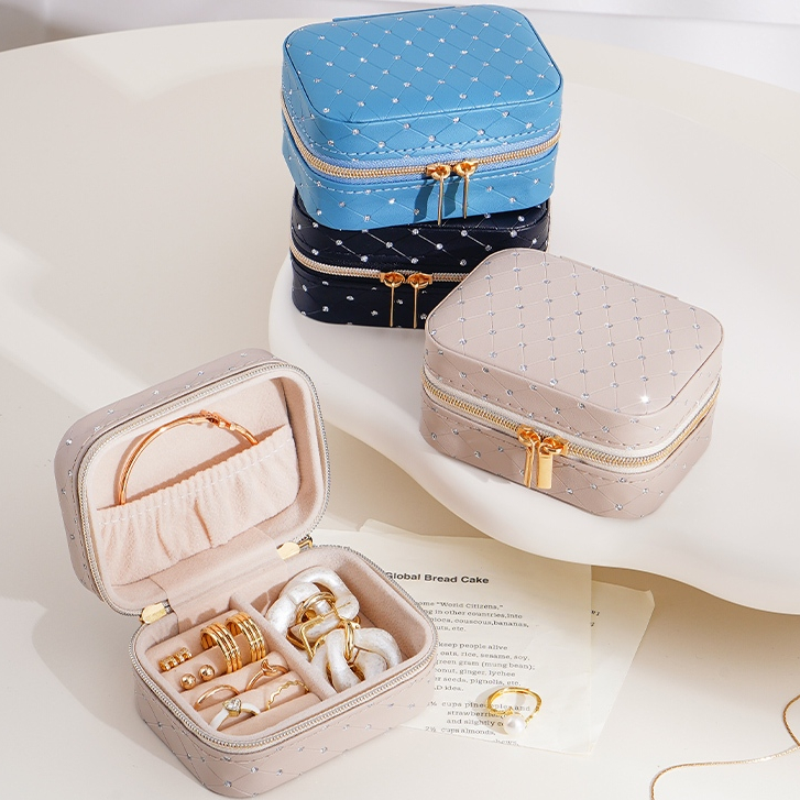 CASEGRACE Travel Jewellery Box Storage Shiny Rhinestone Decorations ...