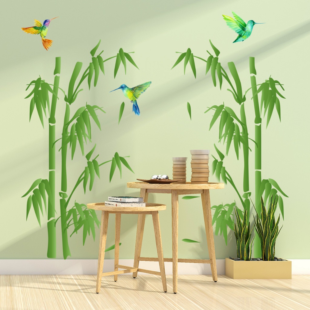 Chinese Style Wall Stickers Bamboo Forest Bird Stickers Living Room ...