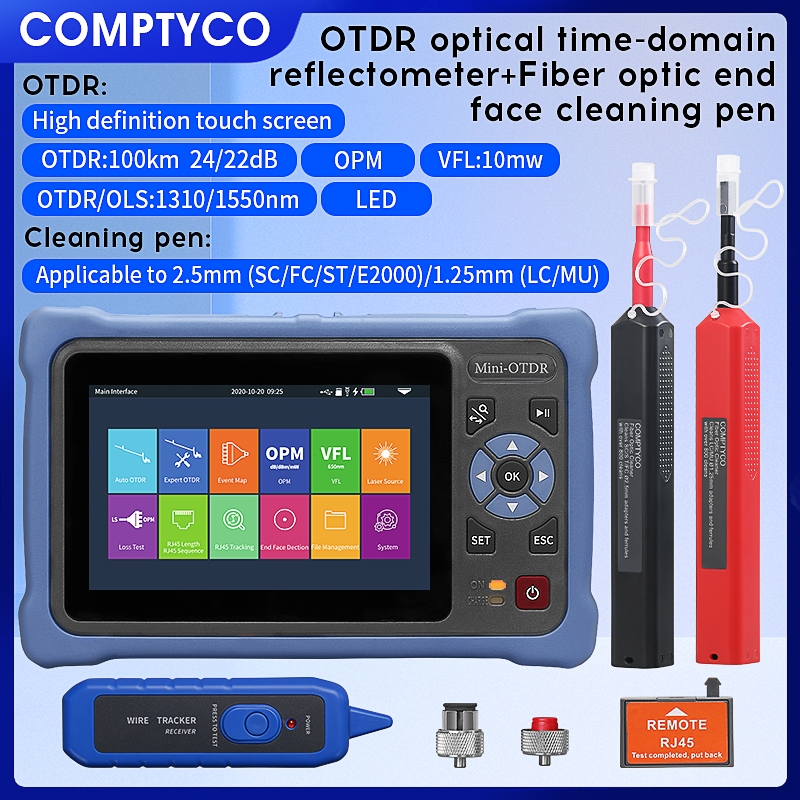 Touch screen mini OTDR optical time domain reflectometer 100KM range 12 ...