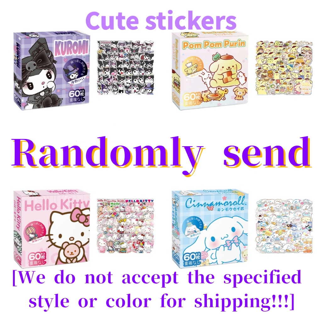 [Style Randomly Sent] 63 Sheets Sanrio Handbook Stickers Blind Box Cute ...