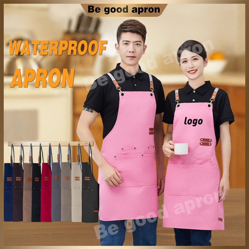 Customized waterproof canvas chef apron kitchen cooking apron with ...