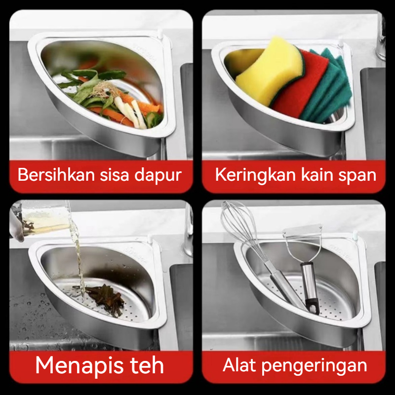 Stainless steel kitchen sink, garbage filter, triangular sink, leftover food and rice drain