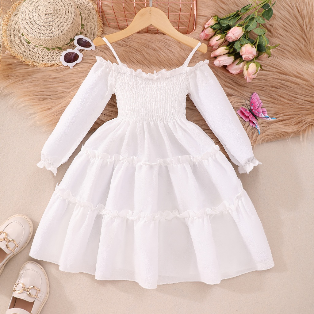 White Dress For Kids Girls Clothing Short Sleeve 3 4 5 6 7 Y Summer Casual  Cute Baptismal Clothes First Communion Graduation Dress Kids Girl | Shopee  Malaysia