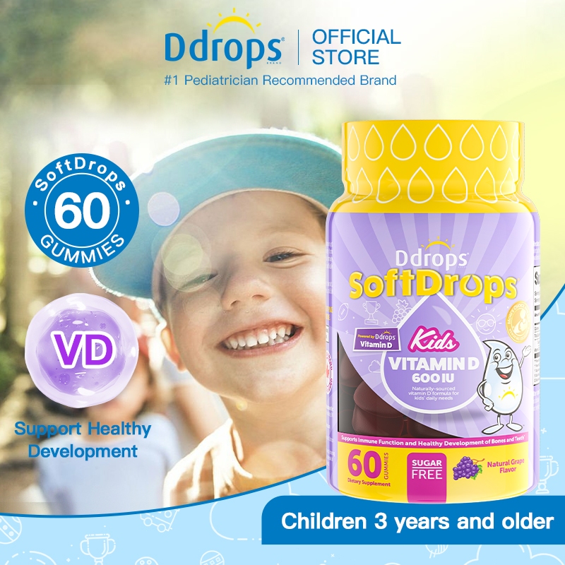 Ddrops Softdrops Kids Vitamin D3 600IU Gummy. Support Strong Bones ...