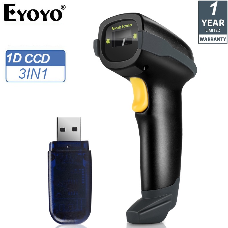 Eyoyo 1D Wireless Barcode Scanner with Date Display, with Bluetooth & 2 ...