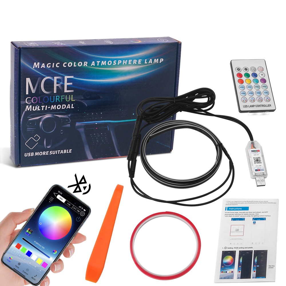 Universal Car Ambient Lights LED Interior RGB Symphony Atmosphere Lamp ...