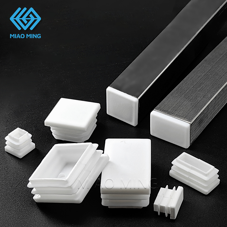 White Rectangle Plastic Furniture Leg Pad Feet Table Chair Hollow ...