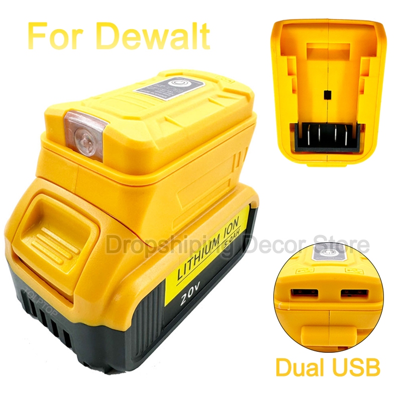 Portable Battery Adapter Converter With LED Light Dual USB Port for ...