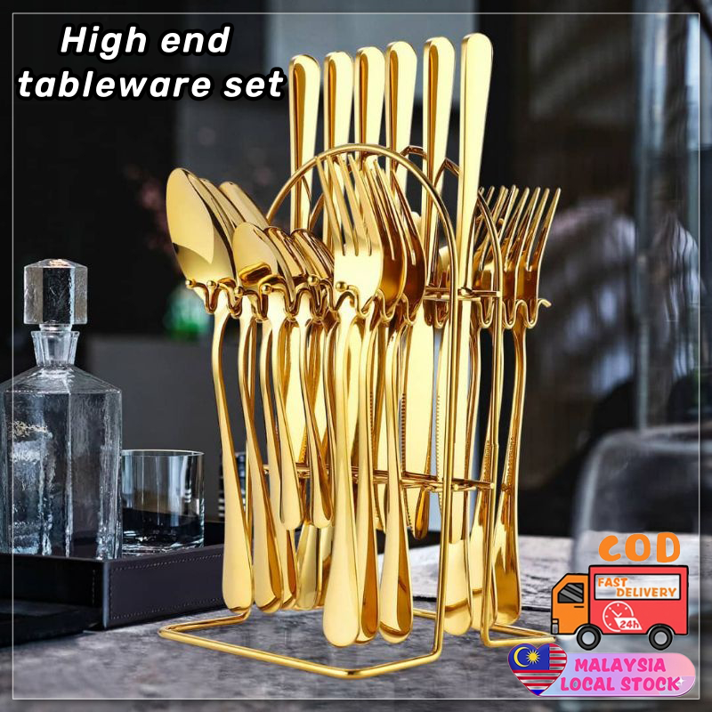 Cutlery Set 24 pcs Stainless Steel Cutlery Spoon & Fork Cutlery Set ...