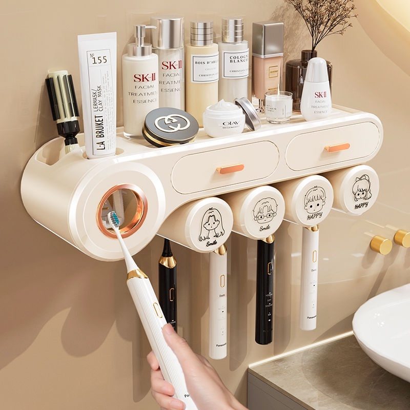 High-End Toothbrush Rack Toilet Wall-Mounted Perforated Tooth-Free ...