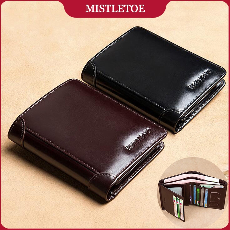 Dompet Lelaki Kulit Anti RFID Card Holder Genuine Leather Wallet Men