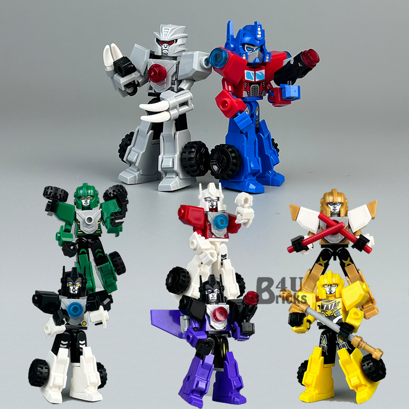 Mini Action Robot Figures Set,Transformers Characters Building