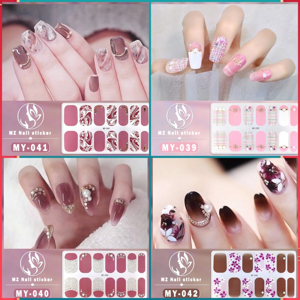 3D Vision Finger Nail Sticker Party Style Nail Art Diamond Pearl Gem ...
