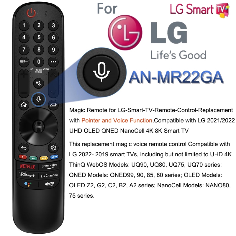 Telecomando Magic Remote Per LG Smart TV | AN-MR21GA MR22GA MR23GA | Con Voce E Puntatore Air Mouse