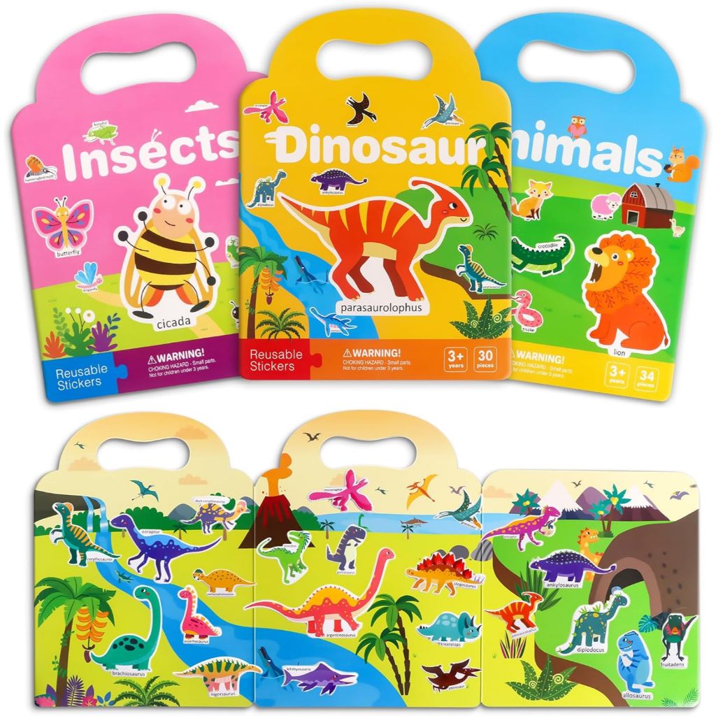 Cute Waterproof Reusable Sticker Books for Toddlers, Fun Jelly Travel ...