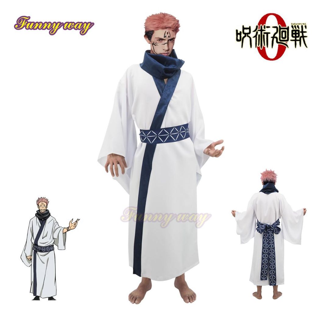 Kimono Cosplay Ryomen Sukuna Per Fan Di Jujutsu Kaisen, Con Tatuaggio Facciale E Cintura, Taglie S-XL - copertina