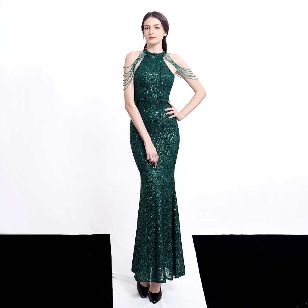 Women Long Slim-Fit Toasting Dress Married Party Evening Dress Banquet ...