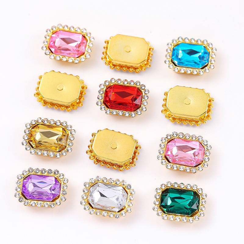 Mixed color double-layer sunflower crystal Square Rectangle rhinestones ...