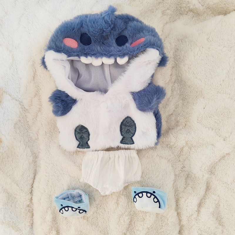 [20cm Cotton Baby Clothes] 20cm Baby Clothes Shark Hoodie Cotton Doll ...