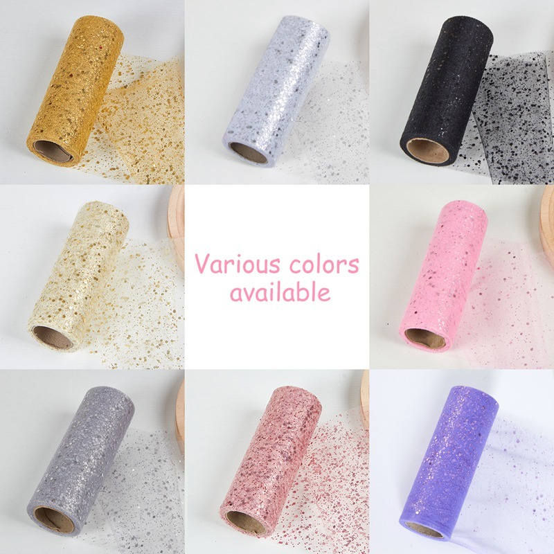 15cm*10yards/pc Sparkling Tulle Roll Ribbon Sequin Sheer Fabric Flower ...