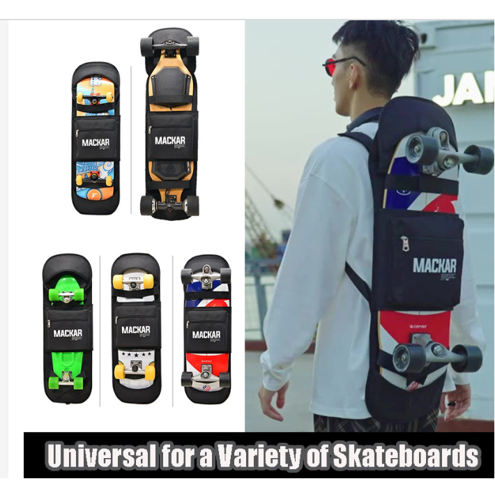 SURF SKATEBOARD BAG Electric Skateboard Backpack Black Polyester  Multifunctional Skate Board Deck Bag Adult Men Travel Sport Skating 90226l