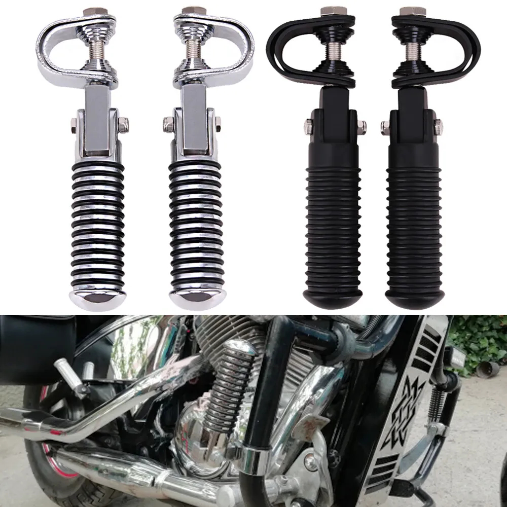 Universal Motorcycle U-Clamp Foot Pegs Rests 1